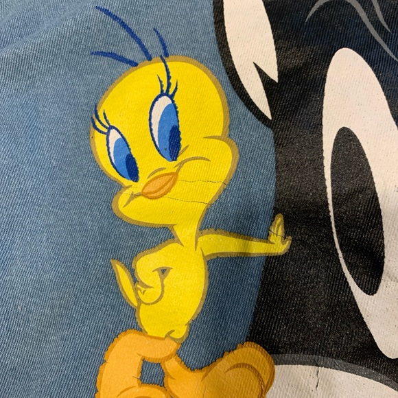 Looney Tunes Adult's Members Only Jean Jacket Sylvester tweety bird cropped 2X - Picture 16 of 16